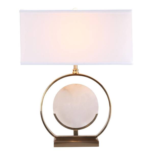 Uttermost Duara Metal Circle Table Lamp in Plated Brushed Brass/White