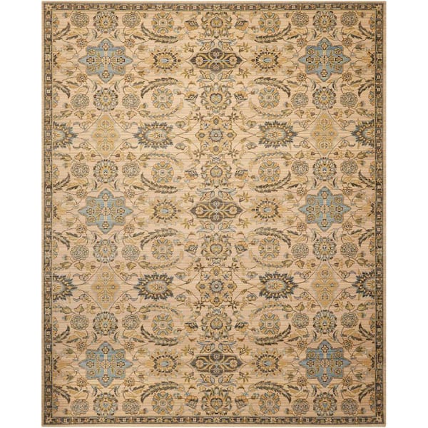 Nourison Timeless Beige 8 ft. x 10 ft. Bordered Traditional Area Rug