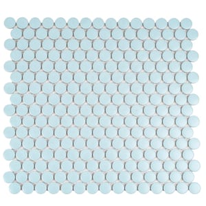 Cirkel Blue 11.46 in. x 12.4 in. Matte Porcelain Mosaic Wall and Floor Tile (9.87 sq. ft./case) (10-pack)
