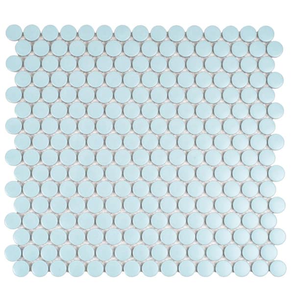 Apollo Tile Cirkel 4 in. x 5 in. Matte Blue Porcelain Mosaic Wall and Floor Sample Tile (0.14 sq. ft./Case) (1-Pack)