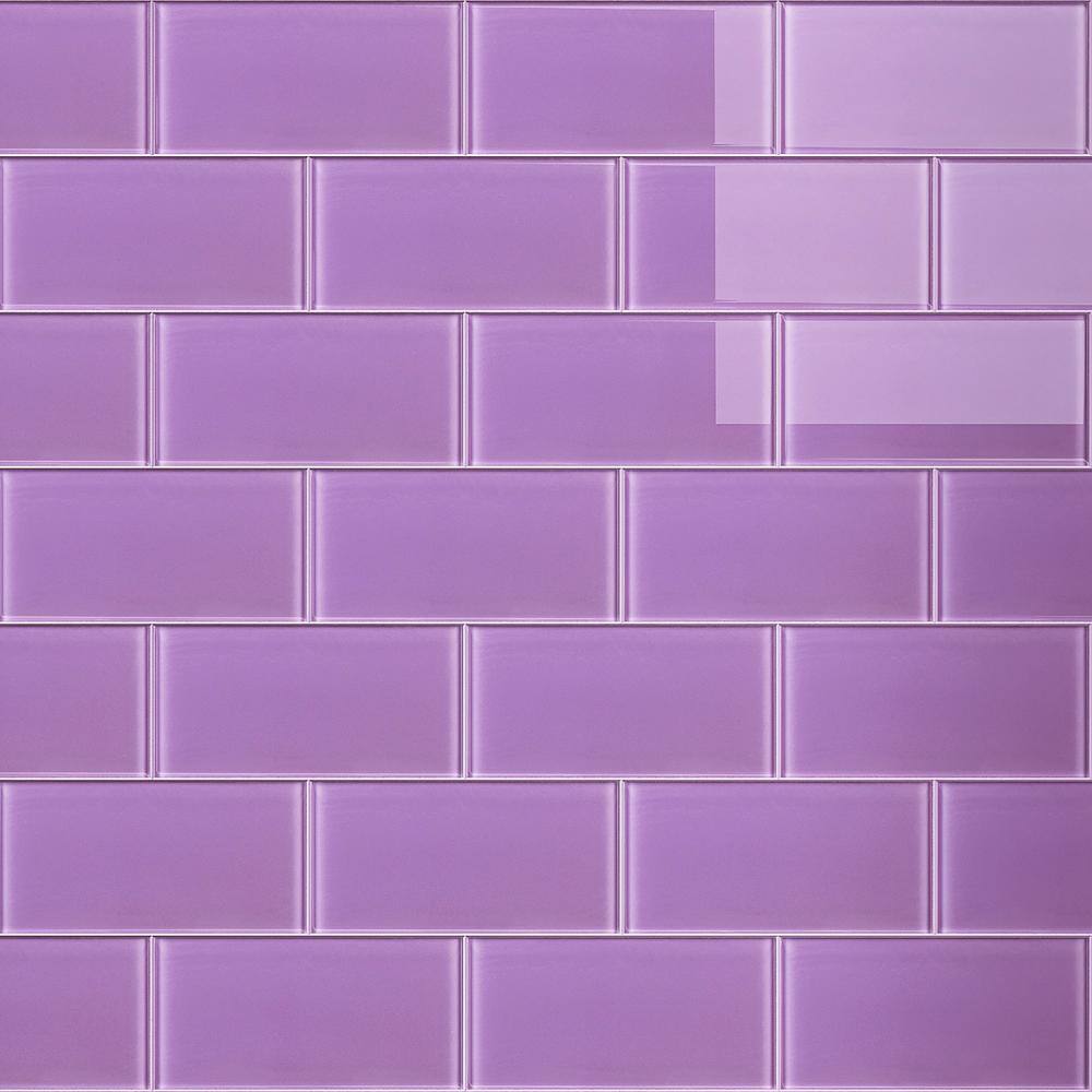 Crystile Purple 6 in. x 3 in. Subway Glossy Glass Mosaic Tile Sample price history on PriceWatchPro
