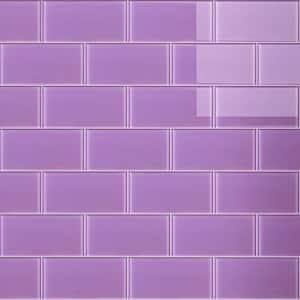 Crystile Purple 3 in. X 6 in. Glossy Glass Subway Tile (10 sq. ft./Case)