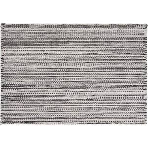 Mono 19 in. x 13 in. Black / White Fringed Cotton Placemat (Set of 4)