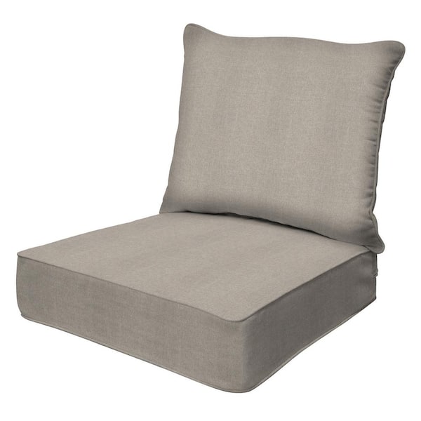 Outdoor Deep Seating Lounge Chair Cushion in Heathered Solid Taupe