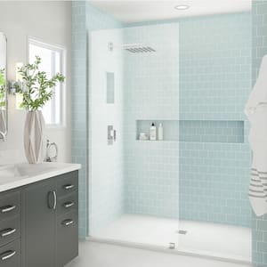 Elyse XL 30 in. W x 80 in. H Fixed Frameless Shower Door in Polished Chrome with Clear StarCast Glass