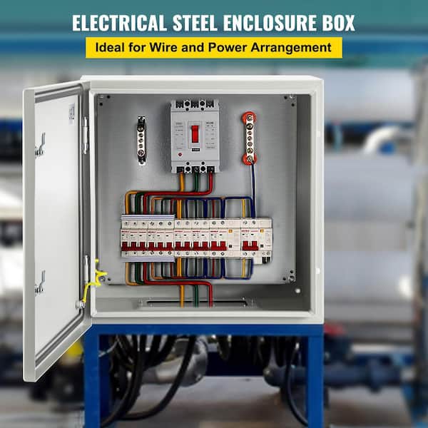 Steel Case, 24 x 24 x 8 in. NEMA 4X Metal Electric Enclosure, IP66 Water and Dust Resistant, Comes with Mounting Plate