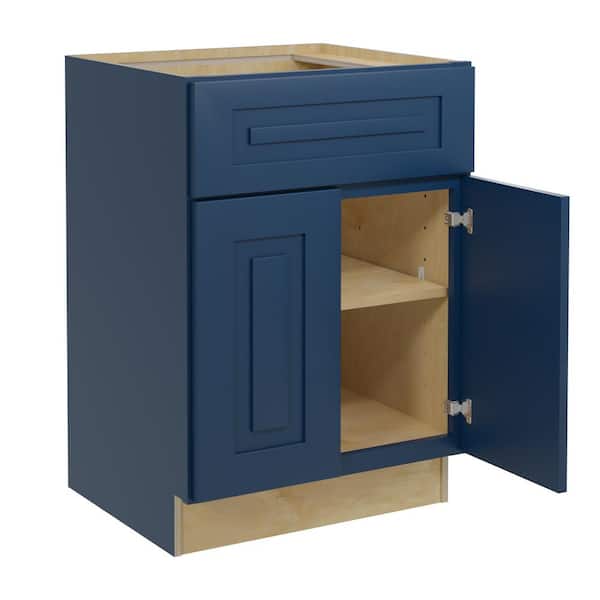 Home Decorators Collection Grayson 24 in. W x 21 in. D x 34.5 in. H Assembled Plywood Base Bath Cabinet in Mythic Blue with Soft Close