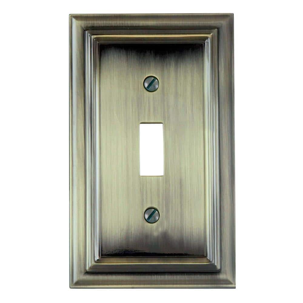 Brushed Brass Single Toggle Cast Metal Wallplate