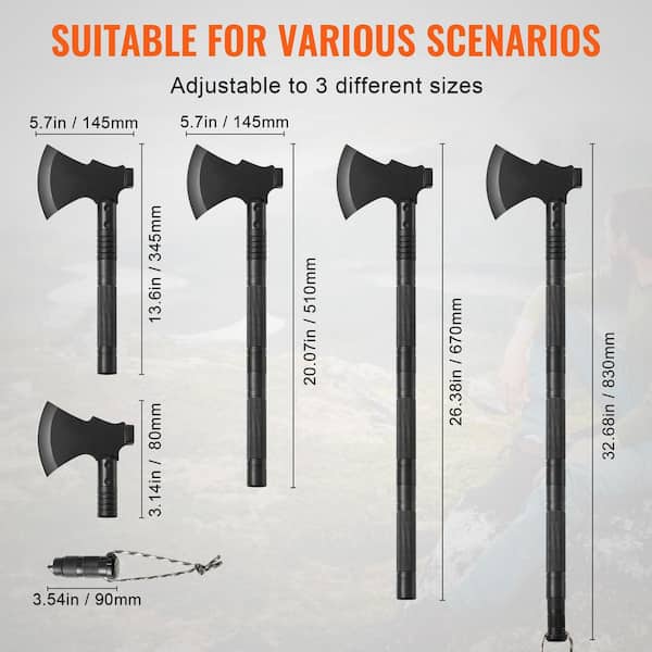 SKYSHALO Survival Shovel Survival Axe, 16-in-1 Camping Folding