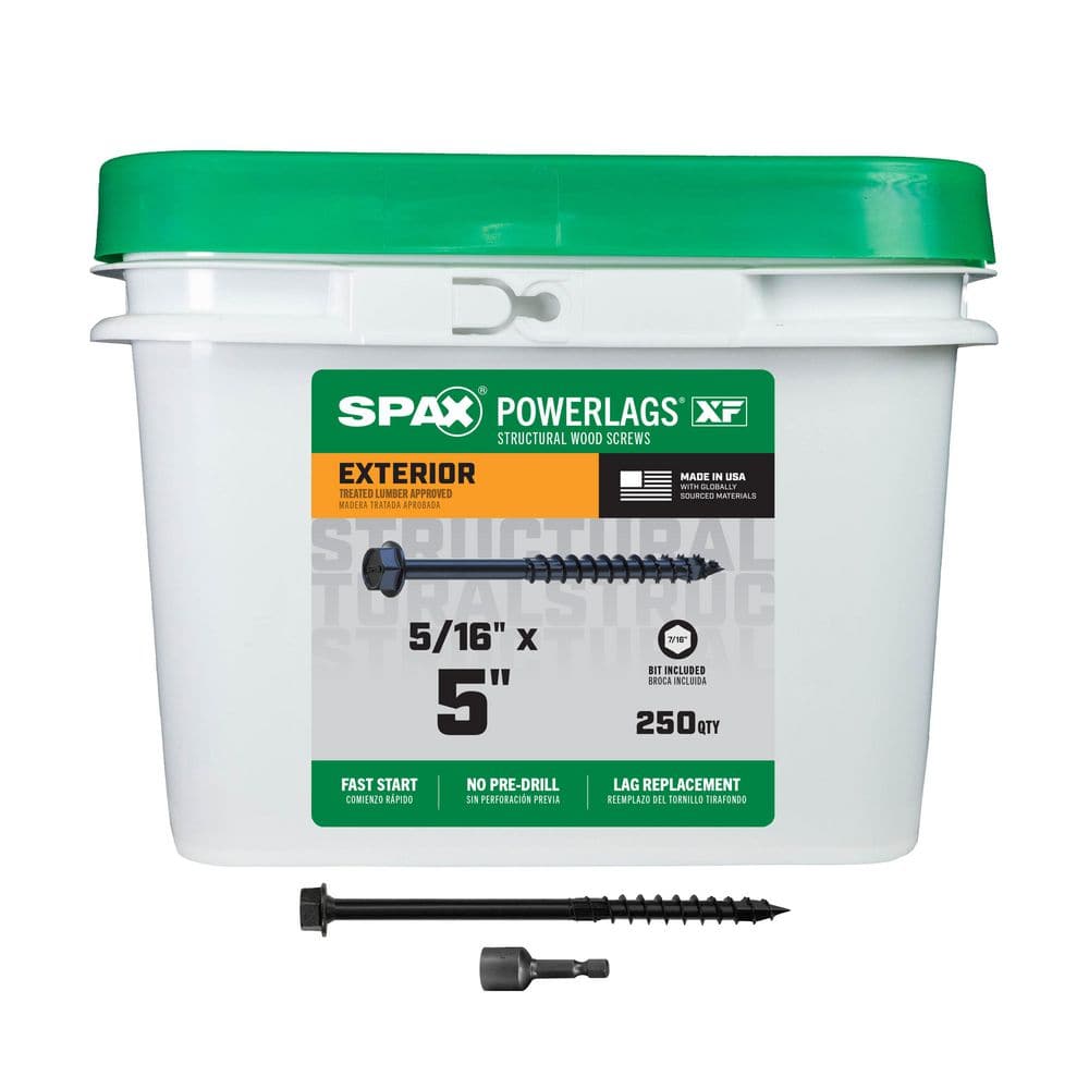 5/16 in. x 5 in. Black Powerlags XF Exterior 7/16 in. Hex Hex Head Structural Wood Lag Screws (250-Piece) price history on PriceWatchPro
