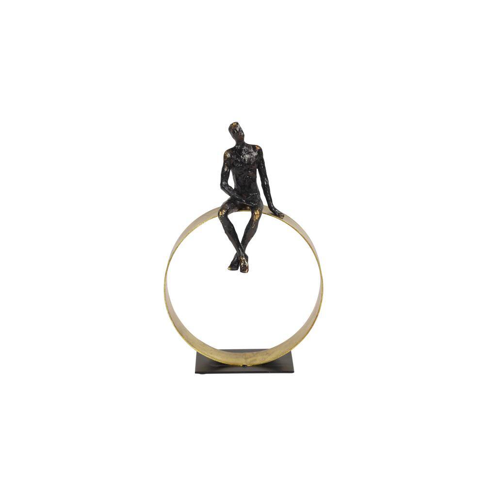 Black and Gold Resin Human Figurine on Circular Base