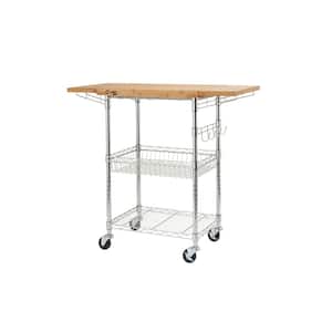 PRO EcoStorage Chrome Kitchen Cart with Bamboo Top