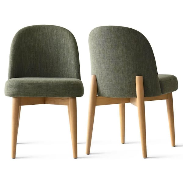 Green Linen Upholstered Parson Chair(Set of 2)