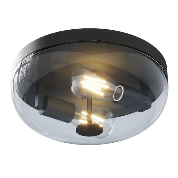 Aiwen 11.8 In. 2-light Industrial Black Flush Mount Farmhouse Close To 