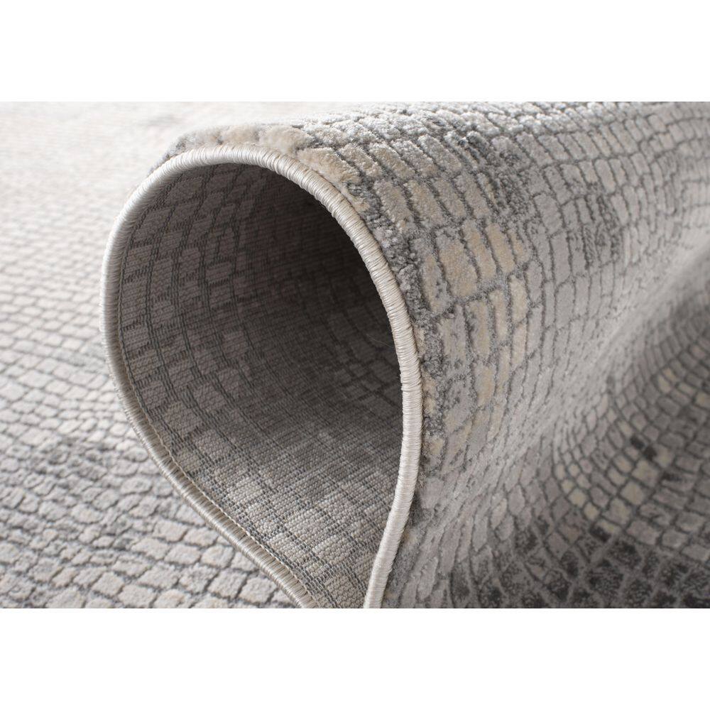 Gray Abstract 9' x 12' Stain-Resistant Synthetic Area Rug