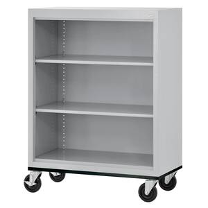 Metal 3-shelf Cart Bookcase with Adjustable Shelves in Dove Gray (48 in.)