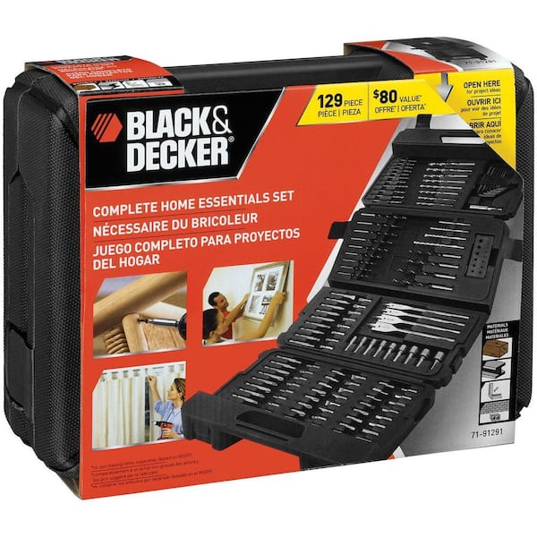BLACK+DECKER Drilling and Driving Complete Home Essentials Set (129-Piece)  71-91291 - The Home Depot