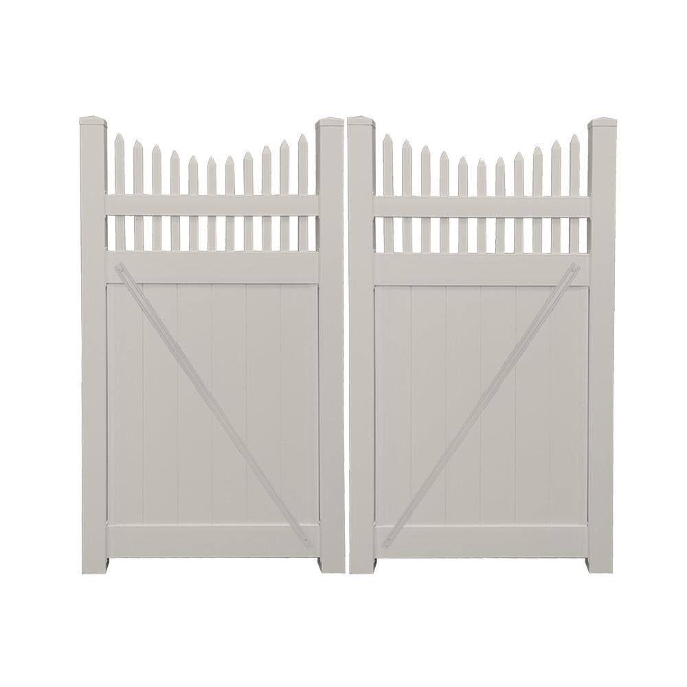 Weatherables Halifax 7.4 ft. W x 5 ft. H Tan Vinyl Privacy Fence Double ...