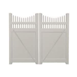 Halifax 7.4 ft. W x 5 ft. H Tan Vinyl Privacy Fence Double Gate Kit
