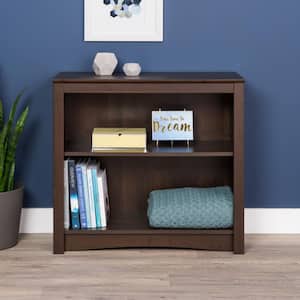 29 in. Espresso Wood 2-shelf Standard Bookcase with Adjustable Shelves