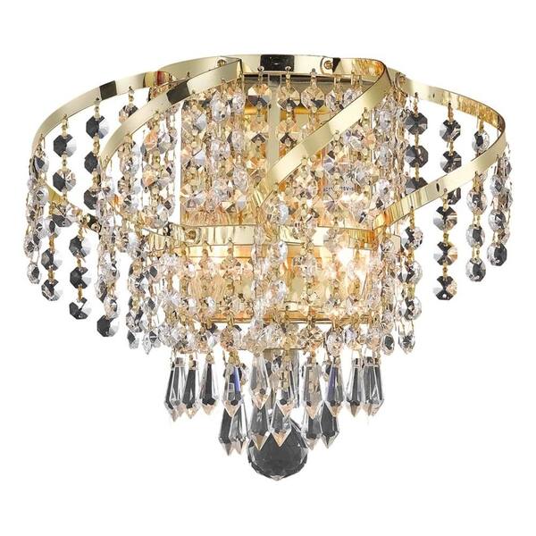 Elegant Lighting 2-Light Gold Flushmount with Clear Crystal