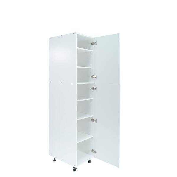 Cambridge Radiance 18 in. W x 24 in. D x 84 in. H Ready to Assemble Slab Pantry Kitchen Cabinet in White Gloss SA TP1884 WGKIT
