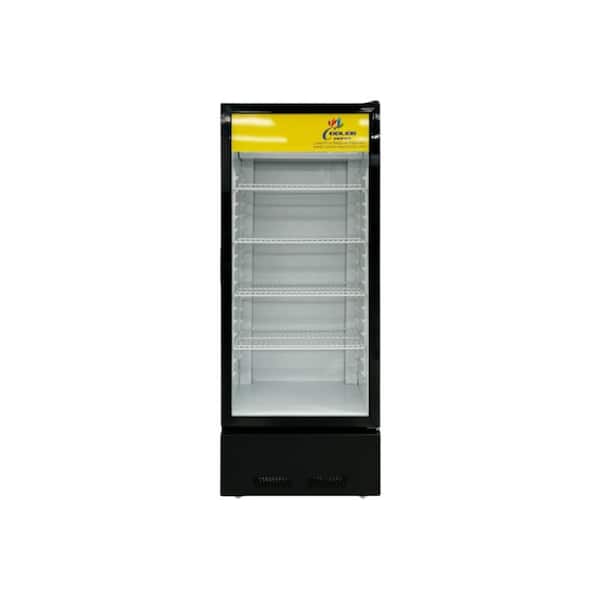 27 in. W 15 cu. ft. Commercial Upright 1-Glass Door Refrigerator Beverage Cooler in Black