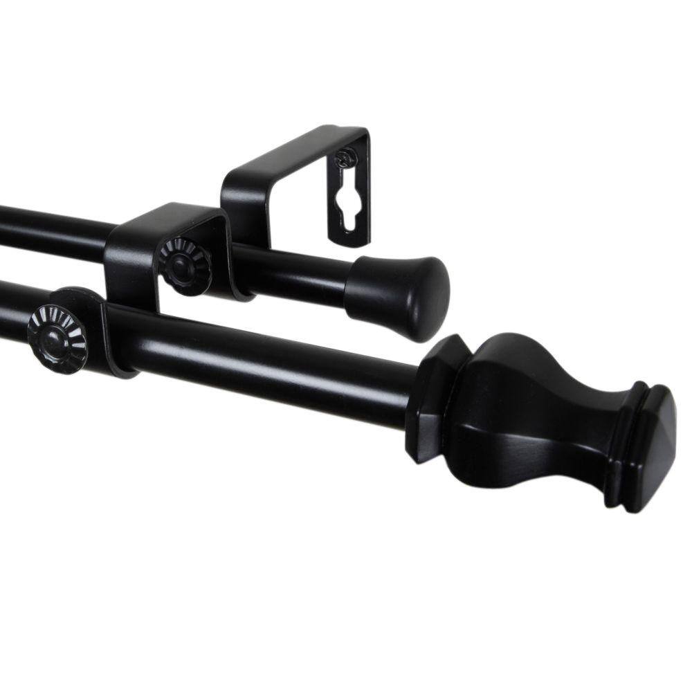 48 in. - 84 in. Telescoping 5/8 in. Double Curtain Rod Kit with Emelia Finial in Black price history on PriceWatchPro