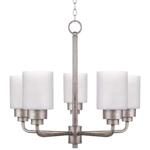 Maddilynn 5-Light Brushed Nickel Classic Chandelier for Kitchen Island with Frosted Glass Shade and No Bulb Included