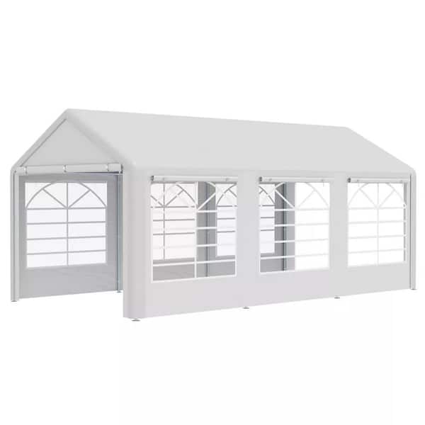 ATENGNES 10 ft. x 20 ft. Heavy Duty Carport Car Canopy Garage Outdoor Boat Shelter Party Tent with Sidewalls and Rollable Windows
