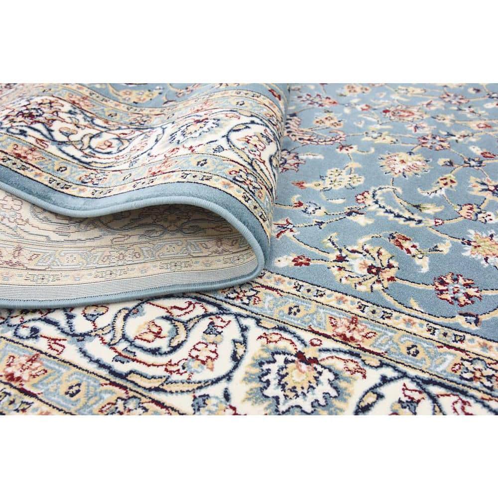 Serenity Blue Medallion 5' x 8' Easy-Care Synthetic Indoor Rug