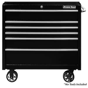 PWS Series 41 in. W x 25 in. D x 42.5 in. H 6-Drawer Roller Cabinet 100 lbs. Slides Textured Black w/Chrome Drawer Pulls