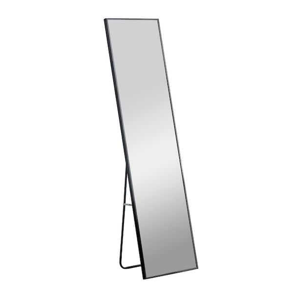 Unbranded 20 in. W x 63 in. H Rectangle Anti-scratch Aluminum Framed Standing Full Length Mirror Wall-Mounted Mirror in Black