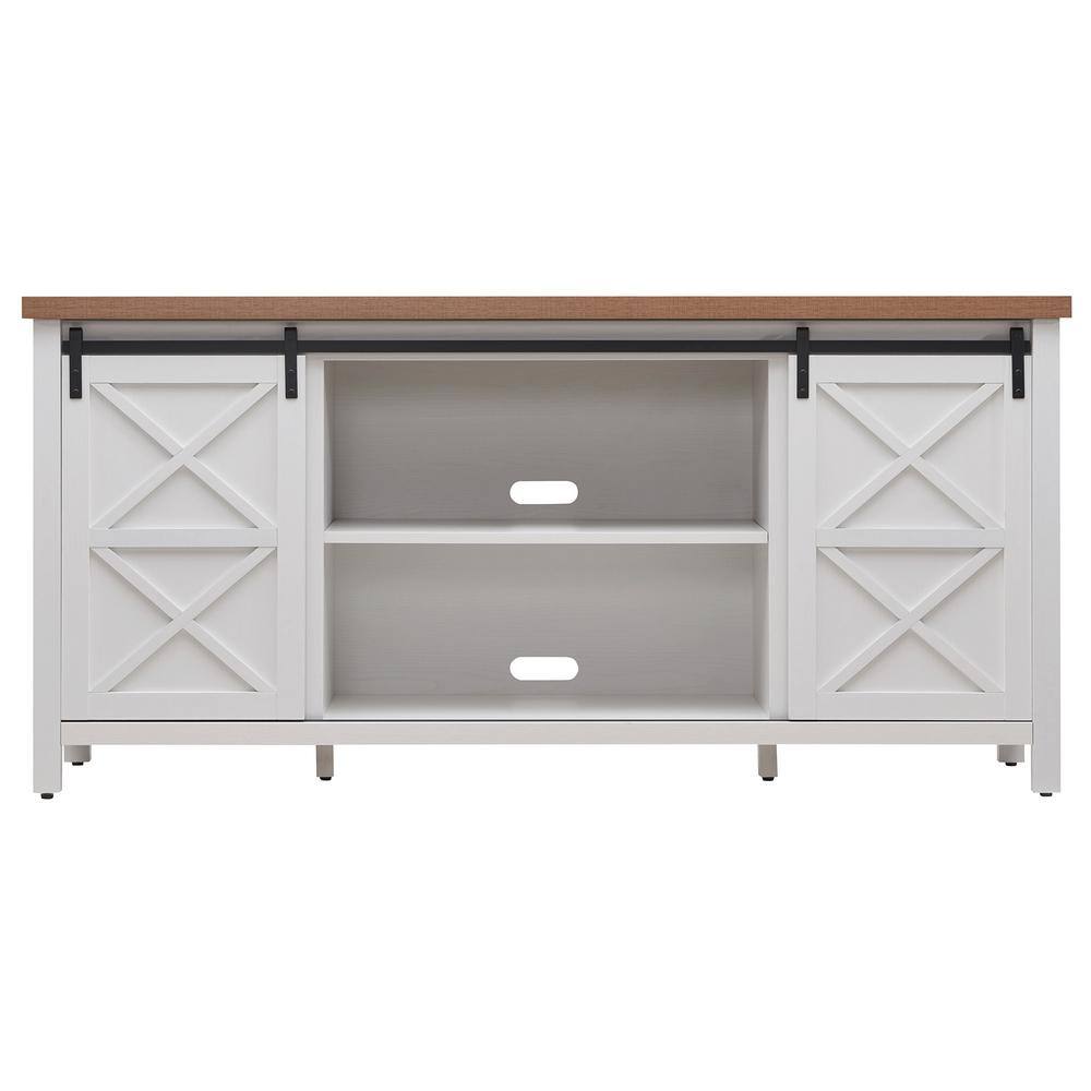 Meyer&Cross ElmWood 68 in. White and Golden Oak TV Stand Fits TV's up