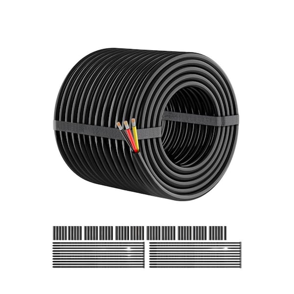 100 ft. 16-Gauge / 3 Conductor Black Stranded Non-Grounded Wire Pre-Cut for Automotive Wiring Lamp Cord Marine Cable