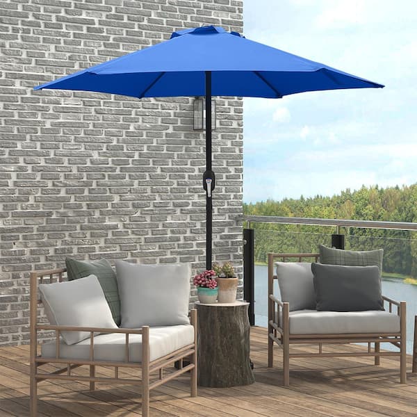Maypex 7.5 ft. Steel Crank Market Patio Umbrella in Blue