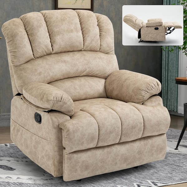 Boyel Living Beige Fabric Manual Recliner Chair with Footrest and Storage