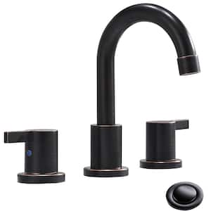 8 in. 2-Handles 3 Hole Wides pread Bathroom Faucet with Valve and Metal Pop-Up Drain