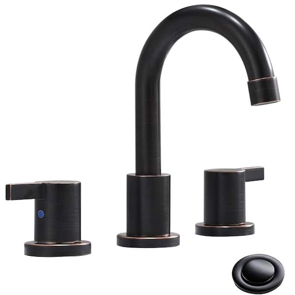 Phiestina 8 in. 2-Handles 3 Hole Wides pread Bathroom Faucet with Valve and Metal Pop-Up Drain