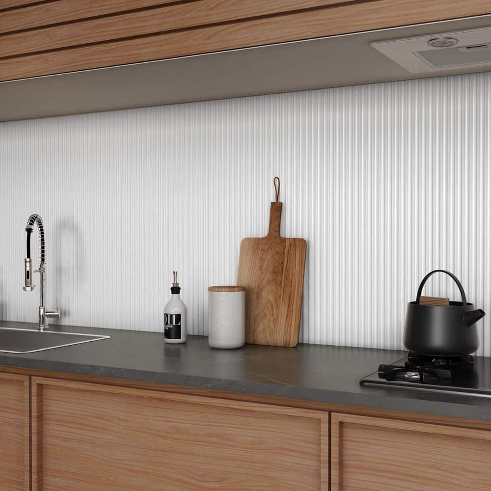 Linear White 12x36 Matte Ceramic Wall Tile