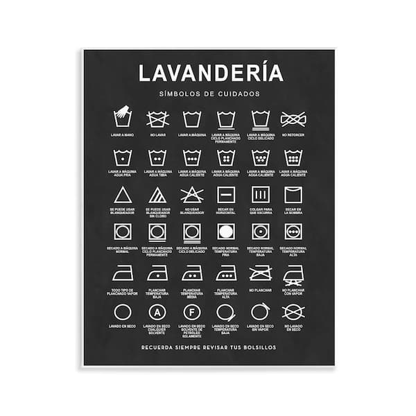 Stupell Industries Lavanderia Symbol Guide Black by Lettered and Lined Unframed Wall Plaque Typography Graphic Art Print 14 in. x 11 in.