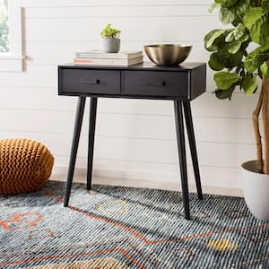 Dean 29 in. 2-Drawer Black Wood Console Table