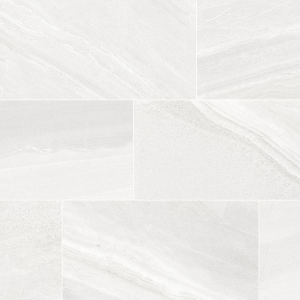 Seville White 12 in. x 24 in. Porcelain Floor and Wall Tile Sample (1.9 sq. ft. /Piece)