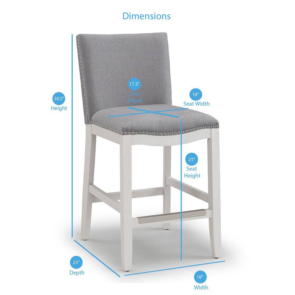 Arissa Snow White Leather-Wood Adjustable Counter Stool
