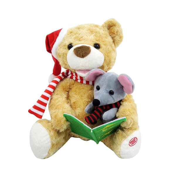 Home Accents Holiday 10.5 in. Christmas Animated Storytelling Bear and Mouse