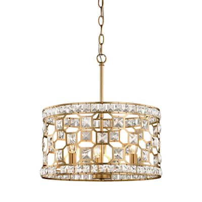 Paris 3-Light Champagne Gold with Clear Crystal Pendant