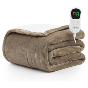 Serta Fleece to Sherpa Blue Fleece Electric Throw Blanket ST54