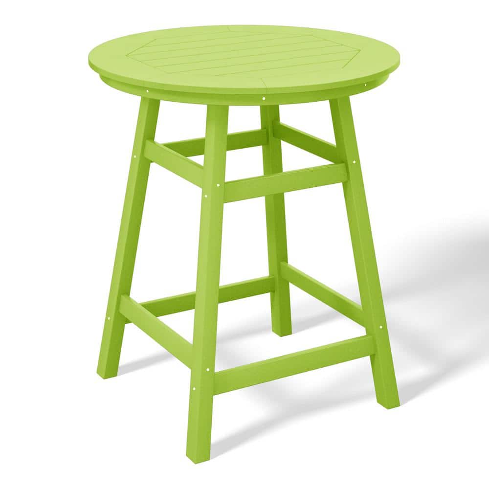 Laguna 35 in. Round HDPE Plastic All Weather Outdoor Patio Counter Height High Top Bistro Table in Lime price history on PriceWatchPro