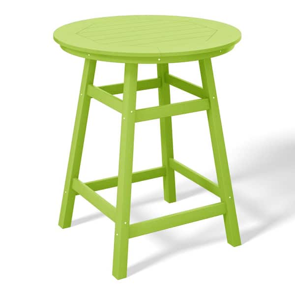 WESTIN OUTDOOR Laguna 35 in. Round HDPE Plastic All Weather Outdoor Patio Counter Height High Top Bistro Table in Lime