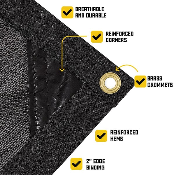 12 ft. x 25 ft. Black 250 GSM 7.5 OZ Heavy Duty Mesh Tarp